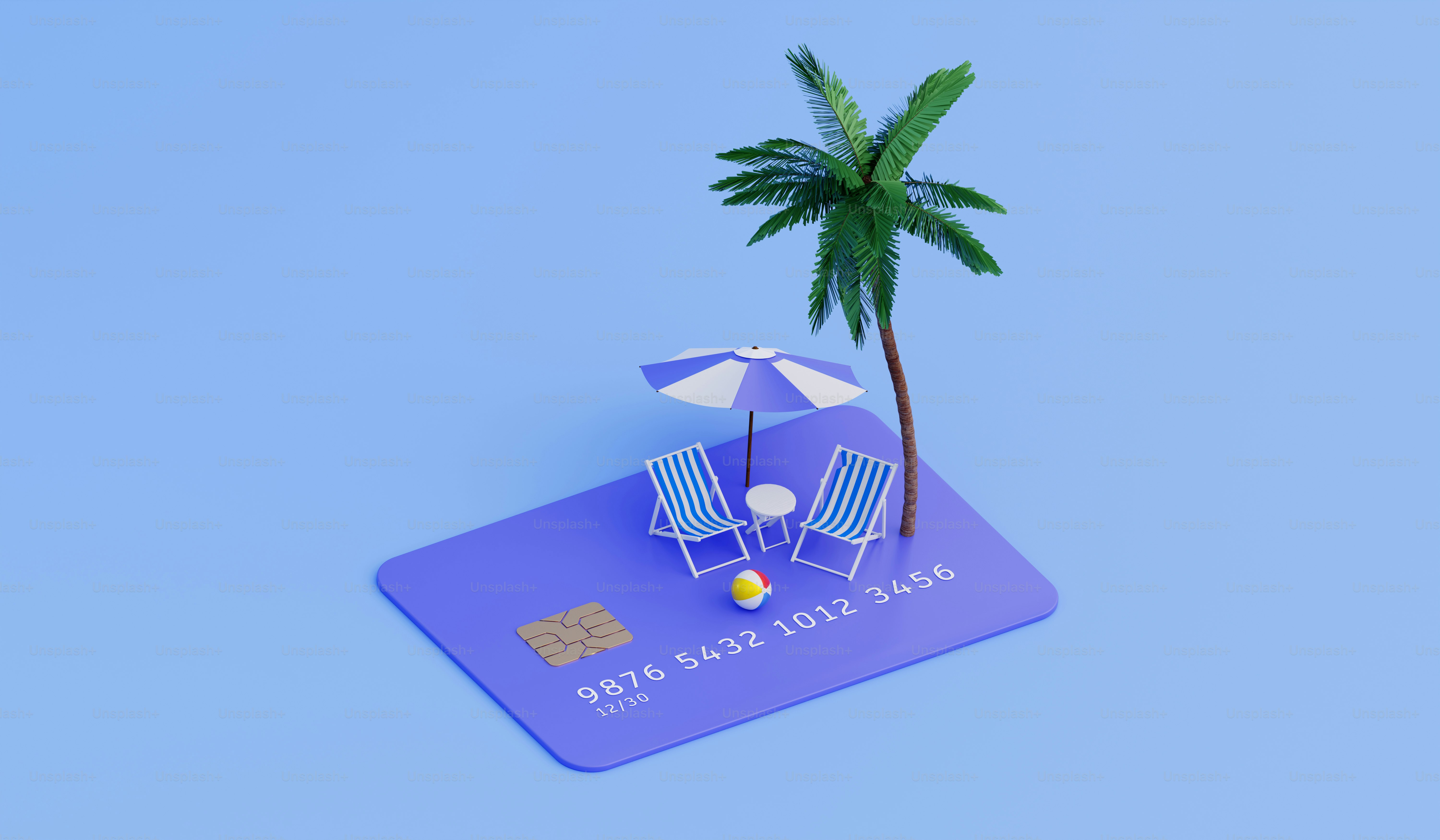 A credit card with a palm tree on top of it